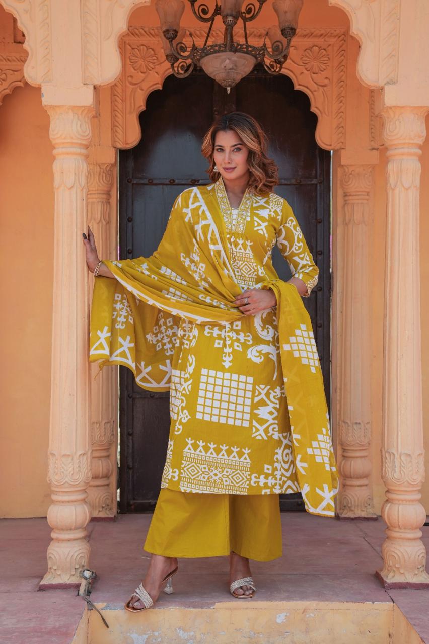 Cotton kurta set with heavy sequin work and dupatta

