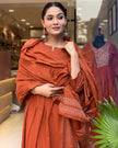 Elegant pure cotton kurta set with silver detailing