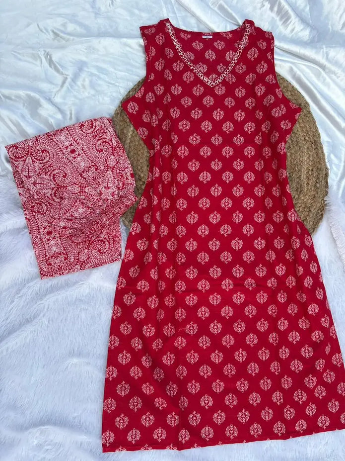 Simple Cotton Kurti Pant Set for Daily Wear