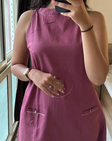 Summer kurti plazo set in pure cotton slub fabric

