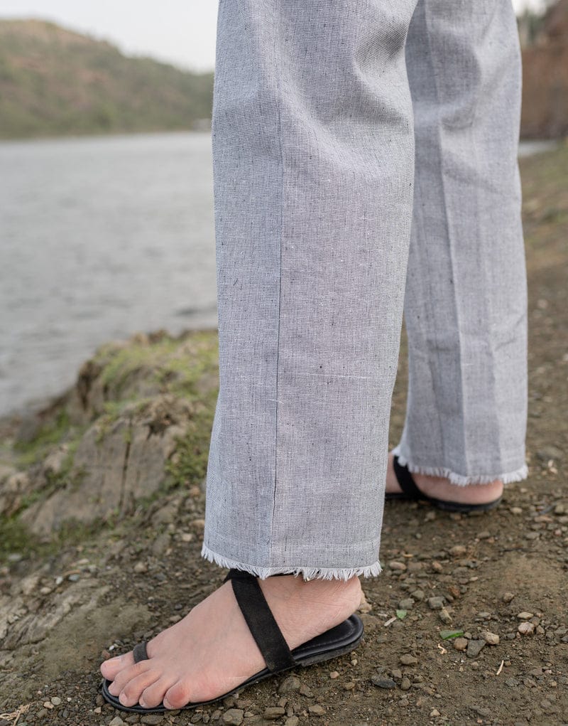 Casual Cotton Slub Palazzo Set with Pockets