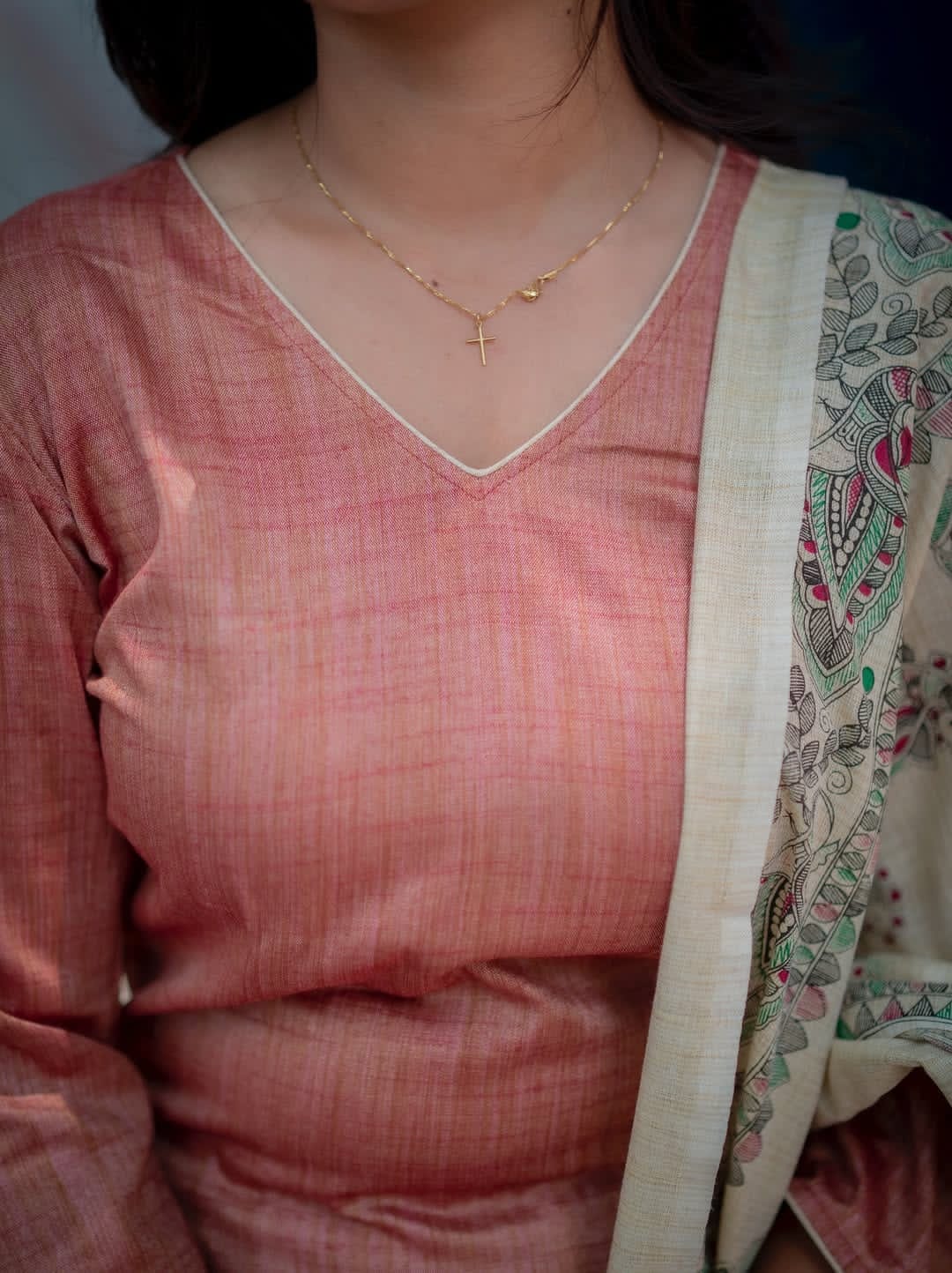 Daily wear South cotton kurti and pant set in premium fabric