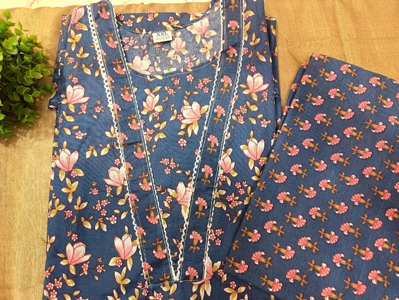 straight cotton kurti embroidery work