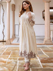 Embroidered cotton flex kurti set with collar detailing