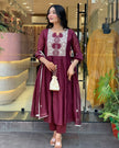 Tiered Anarkali kurta set front view with dupatta
