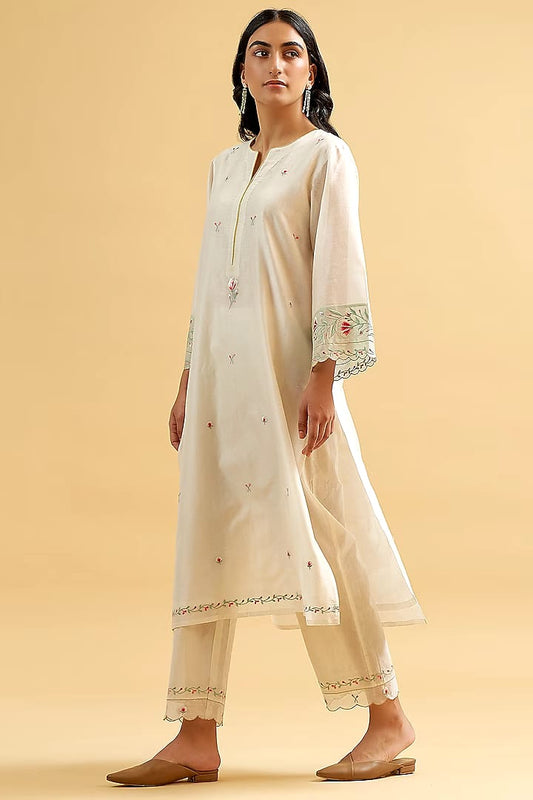 MaaBetii Cotton Embroidery Kurta with Pants