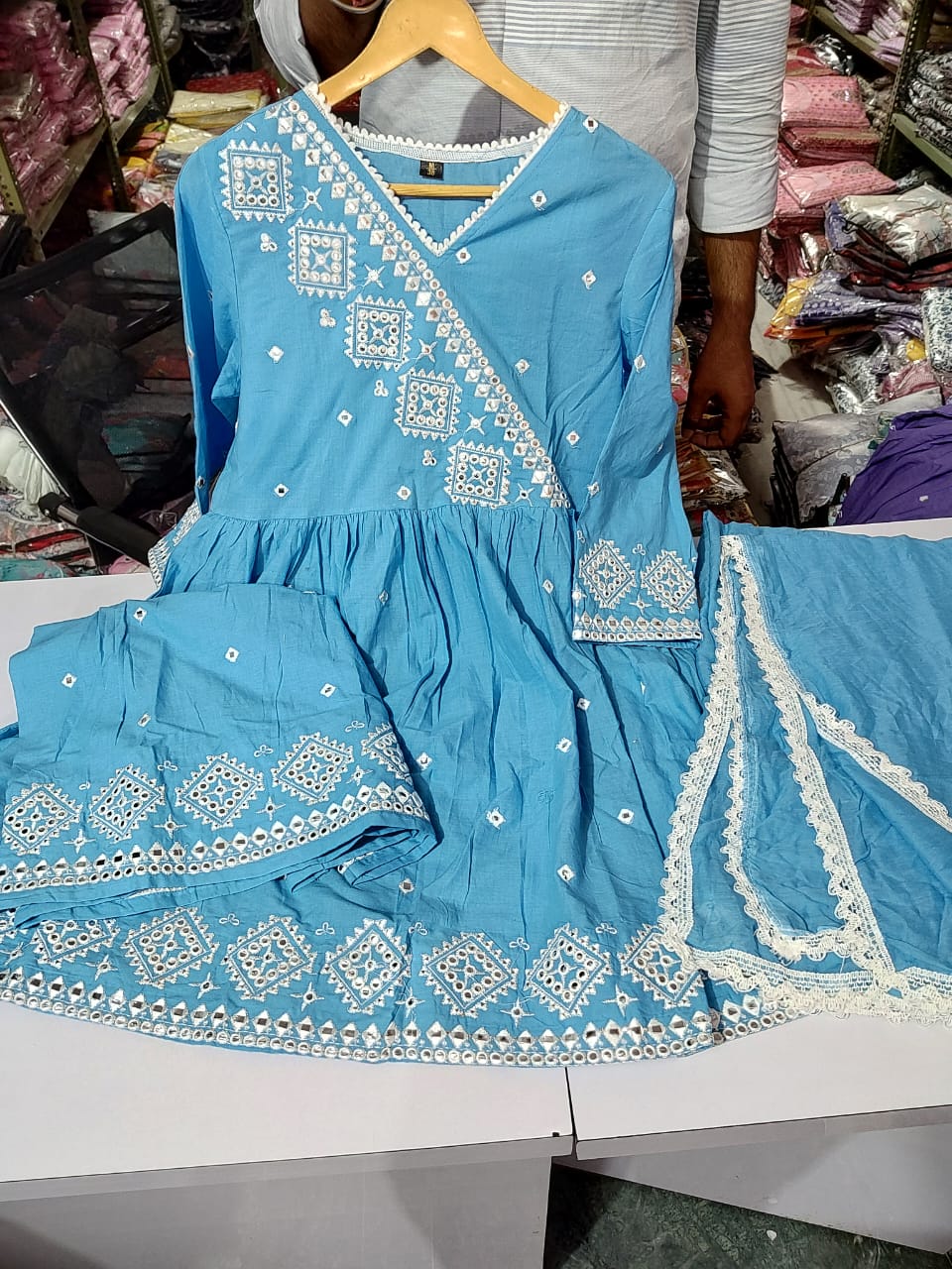 MaaBetii Cotton Angrakha Kurti with Sharara Set