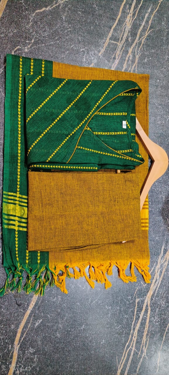 Maabetii Green  South Cotton Zari Embroidery Suit Set