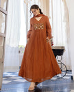 Saumya Pure Cotton Embroidered Anarkali Kurta Set with Cutwork Dupatta