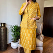 Warm quilted cotton jacket paired with winter kurti pant set