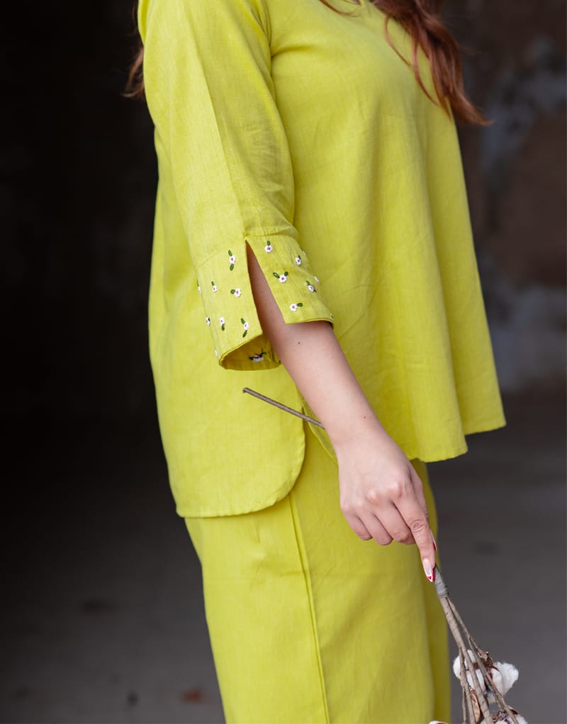 Cotton slub coord set for festive occasion

