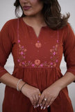 Embroidered cotton kurta with matching pant and soft dupatta


