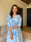Model showcasing the pure cotton co-ord set with elegant details

