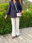 Trendy Short Kurti for Jeans with Collar Neck and Adjustable Back Dori