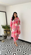 Aashna Cotton Floral Printed Kurta Pant Set with Elegant Lace Work