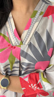 Aashna Cotton Floral Printed Kurta Pant Set with Elegant Lace Work