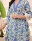 Cotton Afghani suit set in floral prints and embroidery