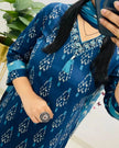 Heavy cotton kurti set with printed design and embroidery

