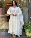 Cotton embroidered kurta set with malmal dupatta


