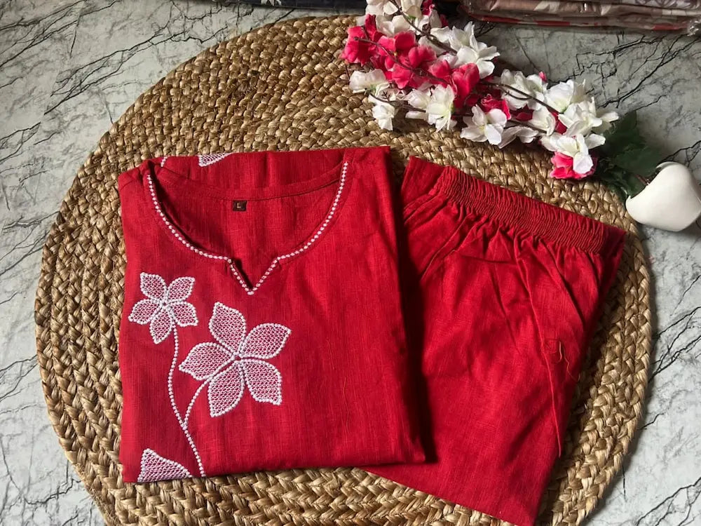 Rakhi special cotton suit set in elegant red

