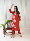 slub cotton kurti with embroidery on all over