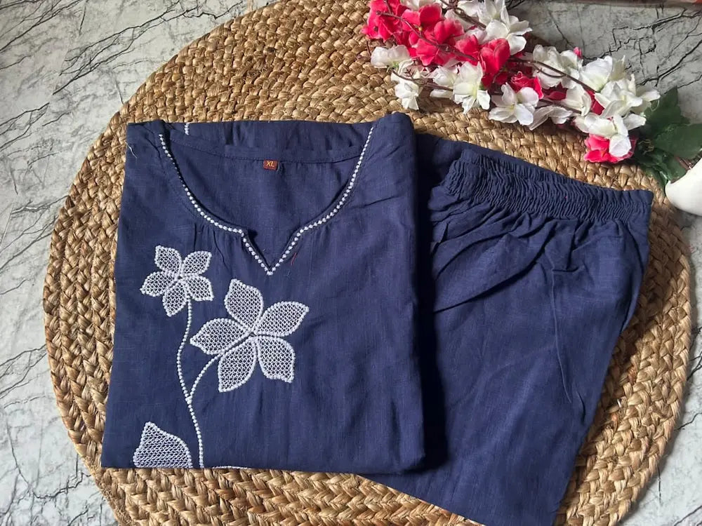 Full set with embroidered dupatta and matching pants

