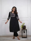 Full-length image of cotton kurti and palazzo set in black