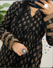 Three-piece cotton suit set with kurti, pant, and dupatta

