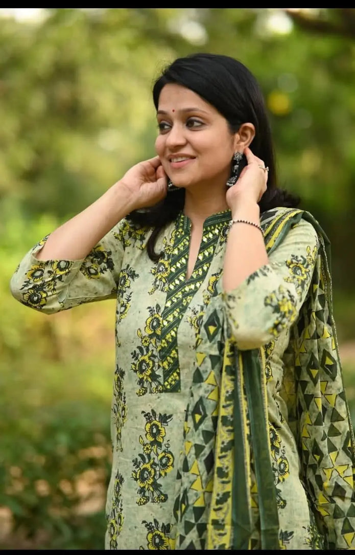 Close-up of neckline pattern and fabric texture

