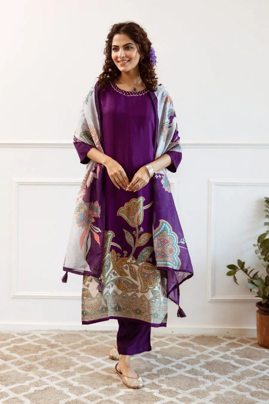 KitKat silk kurti pant dupatta set for festive occasions

