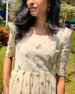 Ivana White Embroidered Cotton Midi Dress with Puff Sleeves