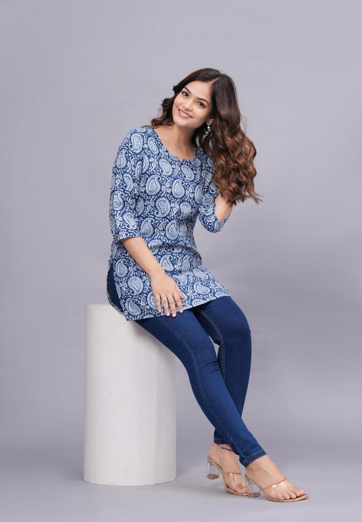 Maabetii Blue Short Kurti 