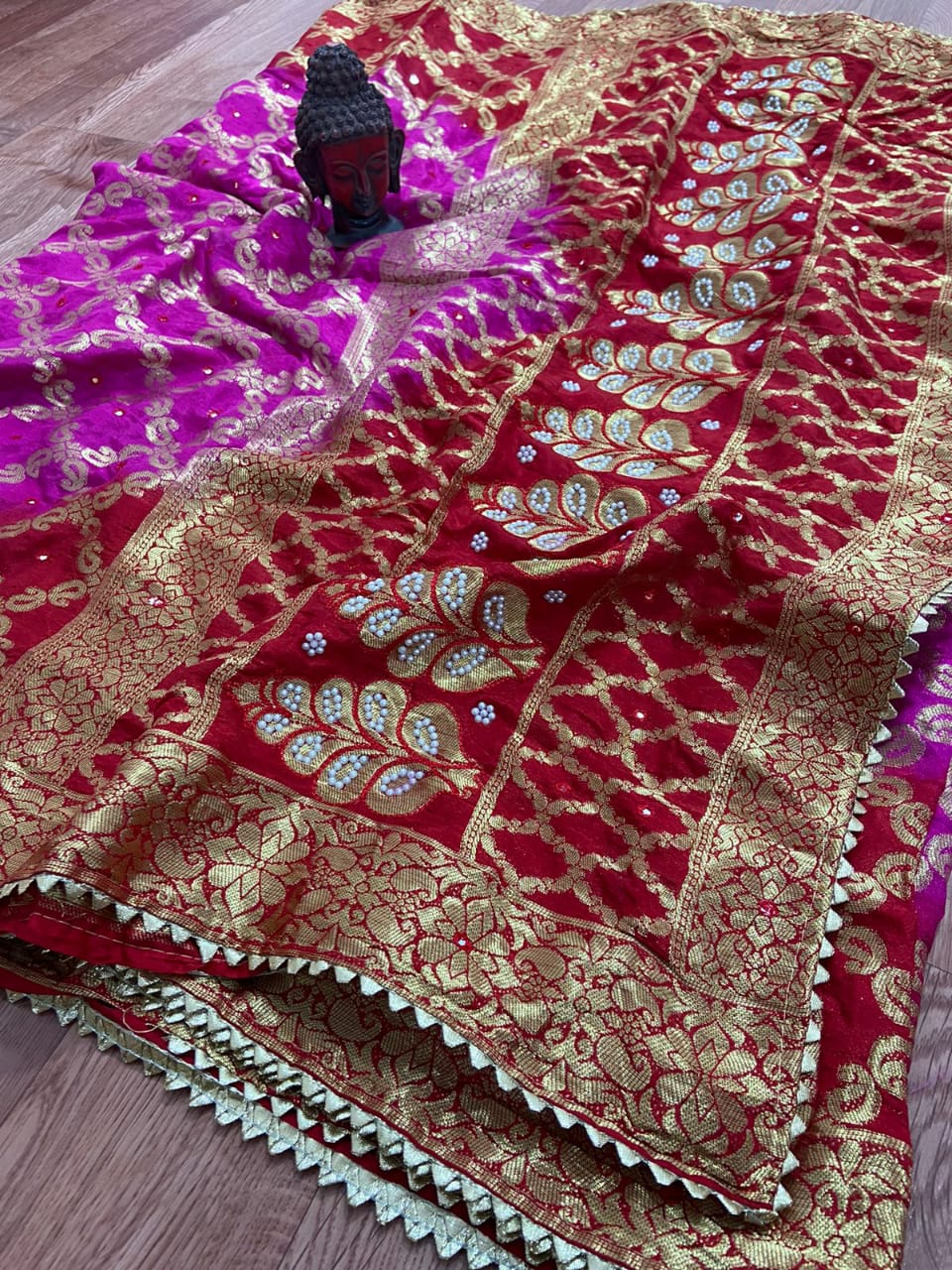 Maabetii Gharchola Banarasi Silk Saree of Zari Work with Blouse