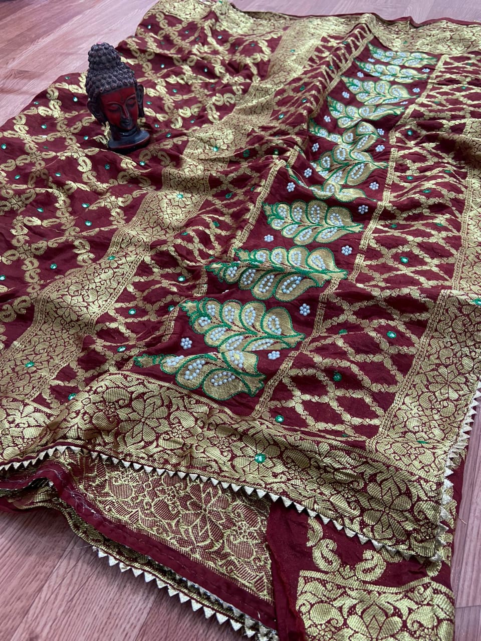 Maabetii Gharchola Banarasi Silk Saree of Zari Work with Blouse