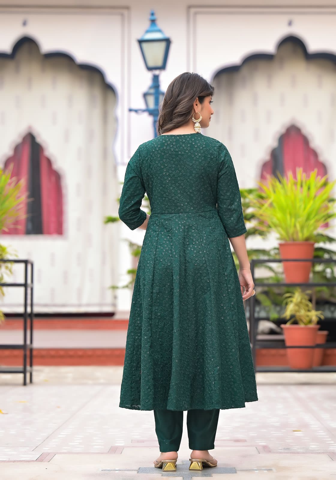 Maabeti Green Silfi Embroider Cotton 18 Kali Anarkali Suit Set maabetii