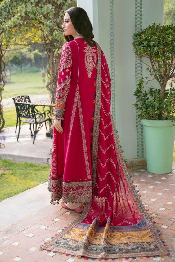 153110 Red Frill georgette umbrella style kurtis manufacturer in surat -  Reewaz International | Wholesaler & Exporter of indian ethnic wear catalogs.