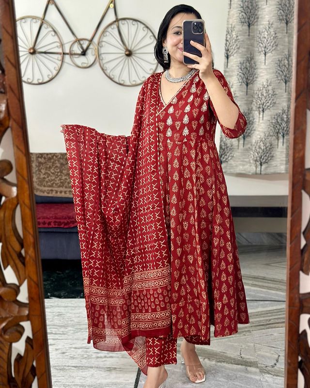 Buy Anarkali Suit with Dupatta | Cotton Anarkali Dresses – Jyoti Fab