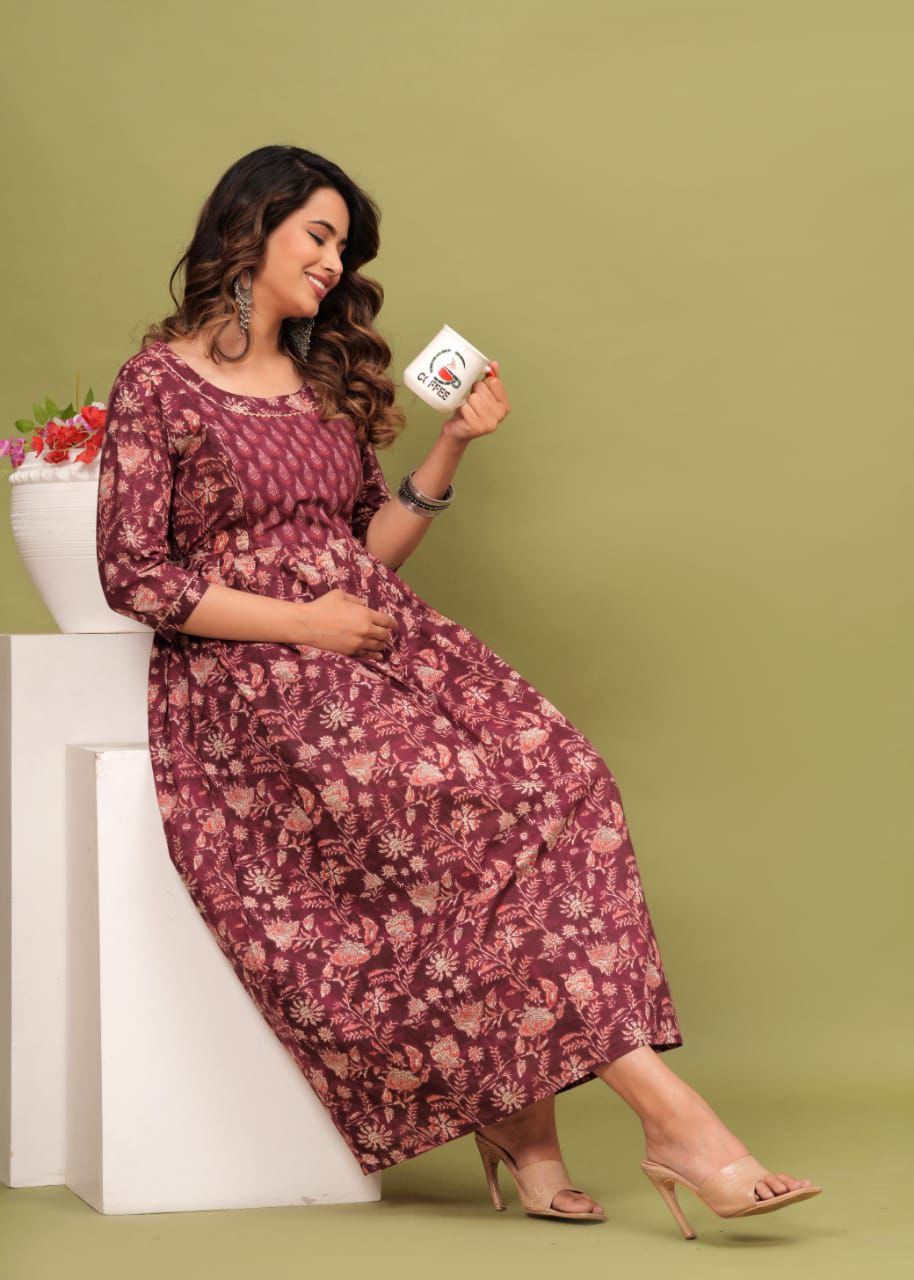 Cotton gown kurti best sale