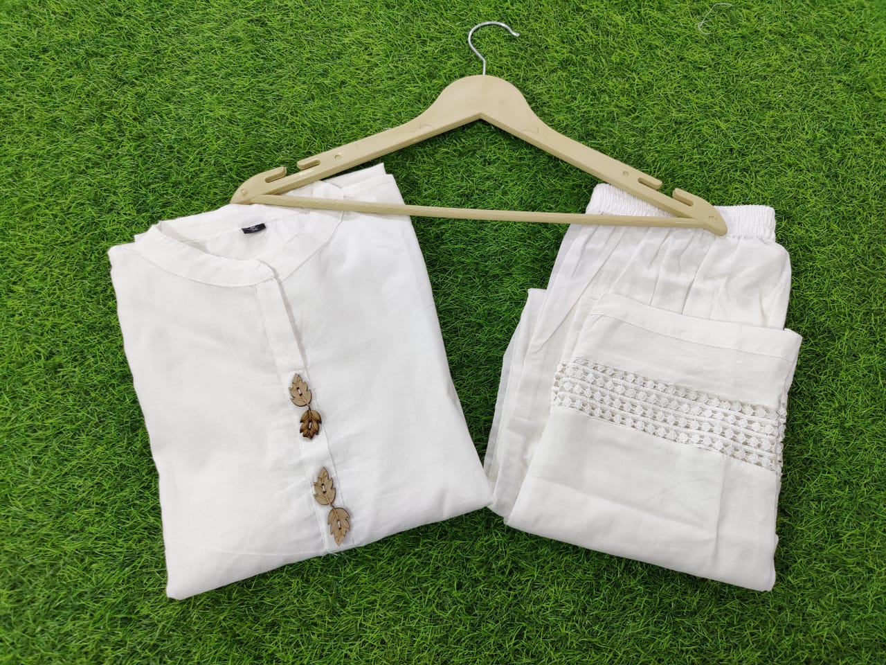 MaaBetii White Cotton Kurta with Matching Pant Co-ord Set