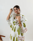Maabetii White Dori Design Jungle Crisp Cotton Angarkha Suit Set
