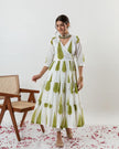Maabetii White Dori Design Jungle Crisp Cotton Angarkha Suit Set