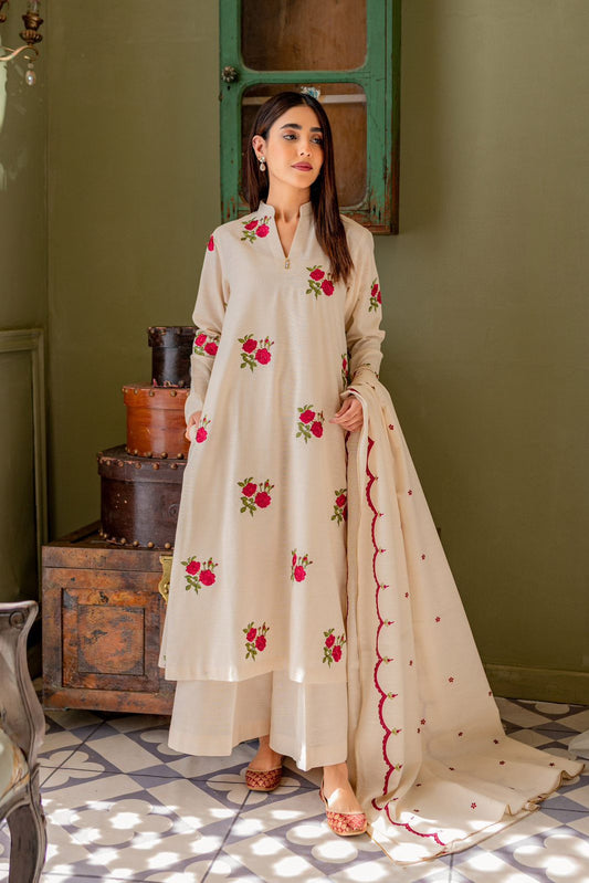 Maabetii White Floral Printed Cotton Straight Suit Set