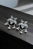 Maabetii Silver Antique Oxidized Peacock Stud Earring