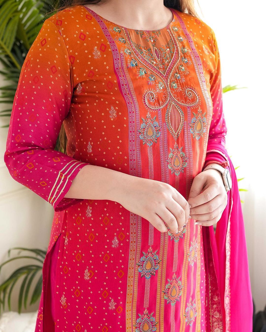 Maabetii Multicolor Chinon Digital Print Suit Set-FESTIVE WEAR