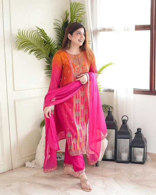 Maabetii Multicolor Chinon Digital Print Suit Set-FESTIVE WEAR