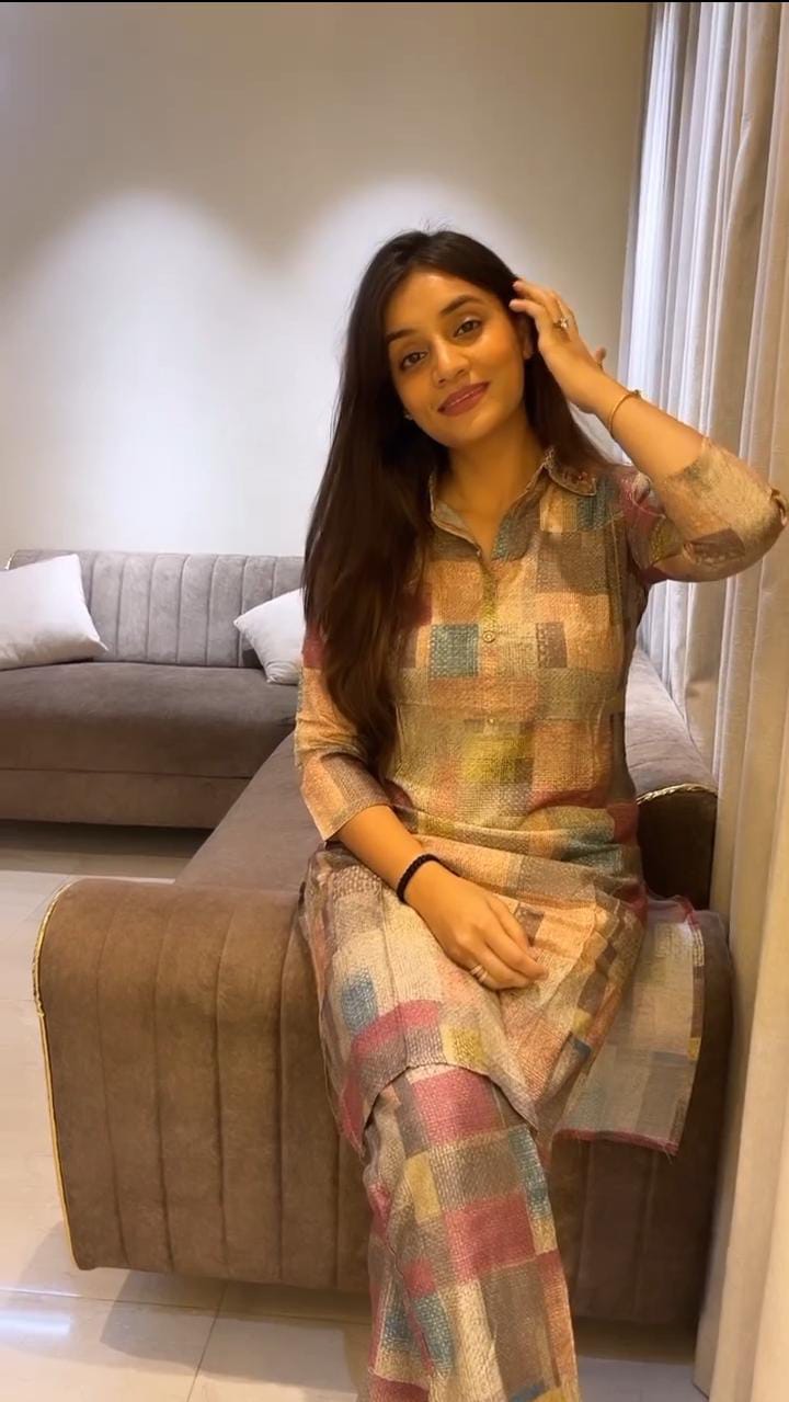 Maabetii Multicolor Muslin Embroidery Work Co-ord Set