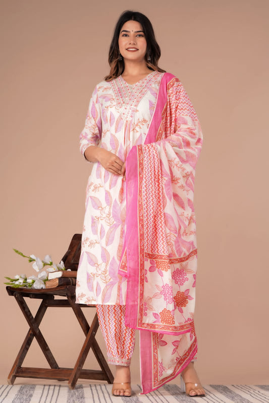 Maabeti Floral Cotton Afghani Suit Set