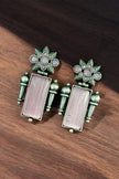 Maabetii Pink Silver Monalisa Stone Stud Earrings