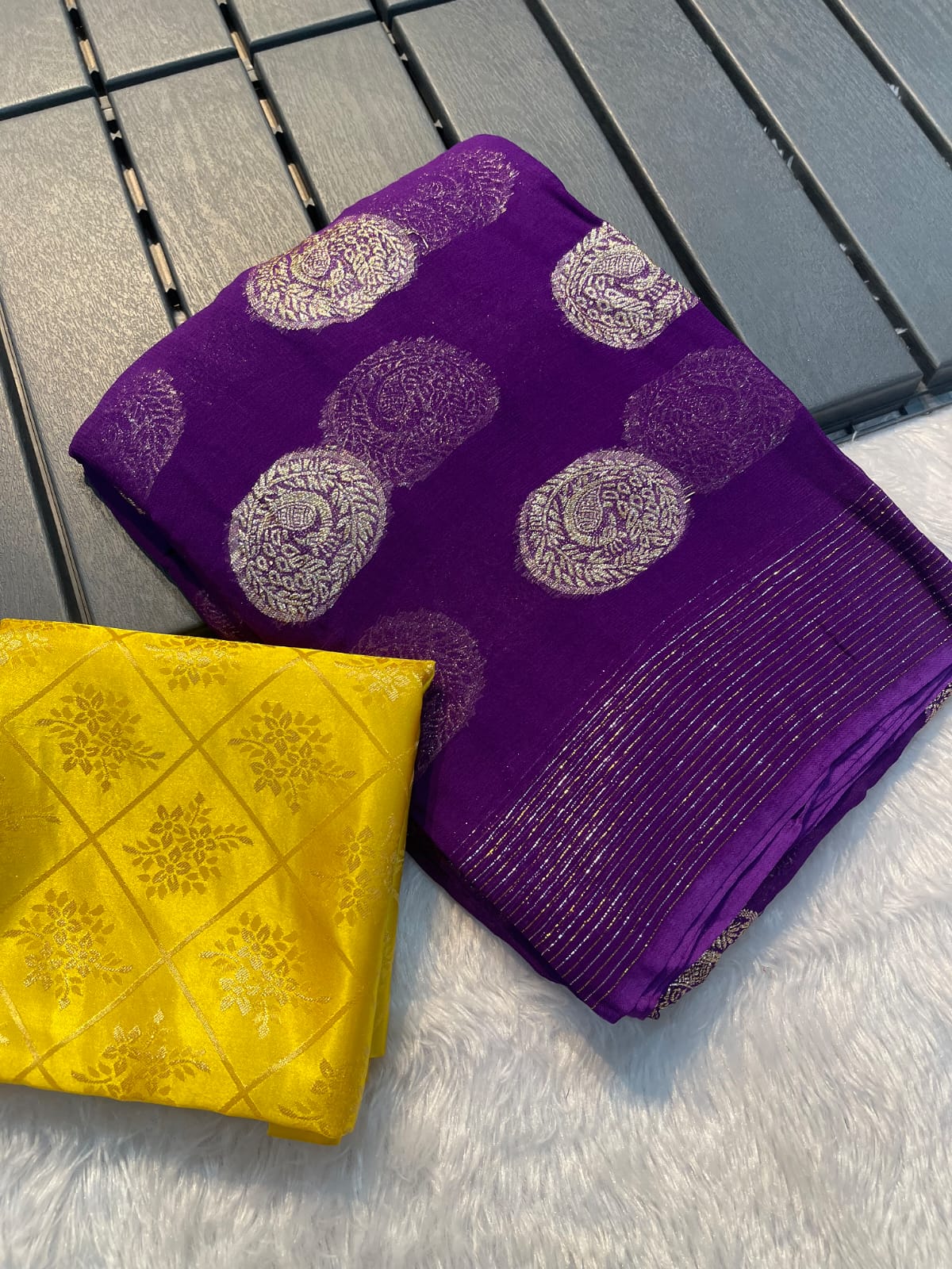 Maabetii Purple Pure Georgette Zari Work Saree