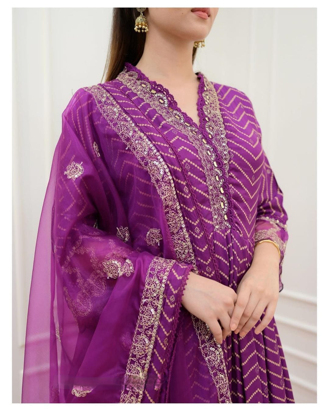 Maabetii Purple Rayon Sequence and Embroidery Naira Cut Suit Set